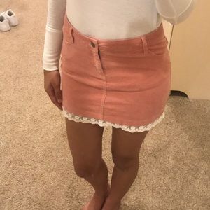 Forever 21 Girls Pink Lace Corduroy Skirt Sz 11/12